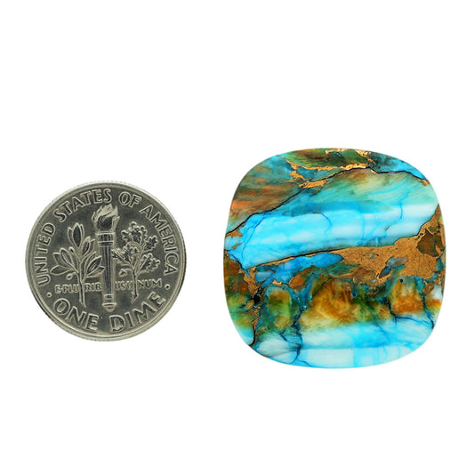 Spiny Oyster Turquoise 24.5x24.8x5 mm Cushion Shape Polished Gemstone LS87-06806