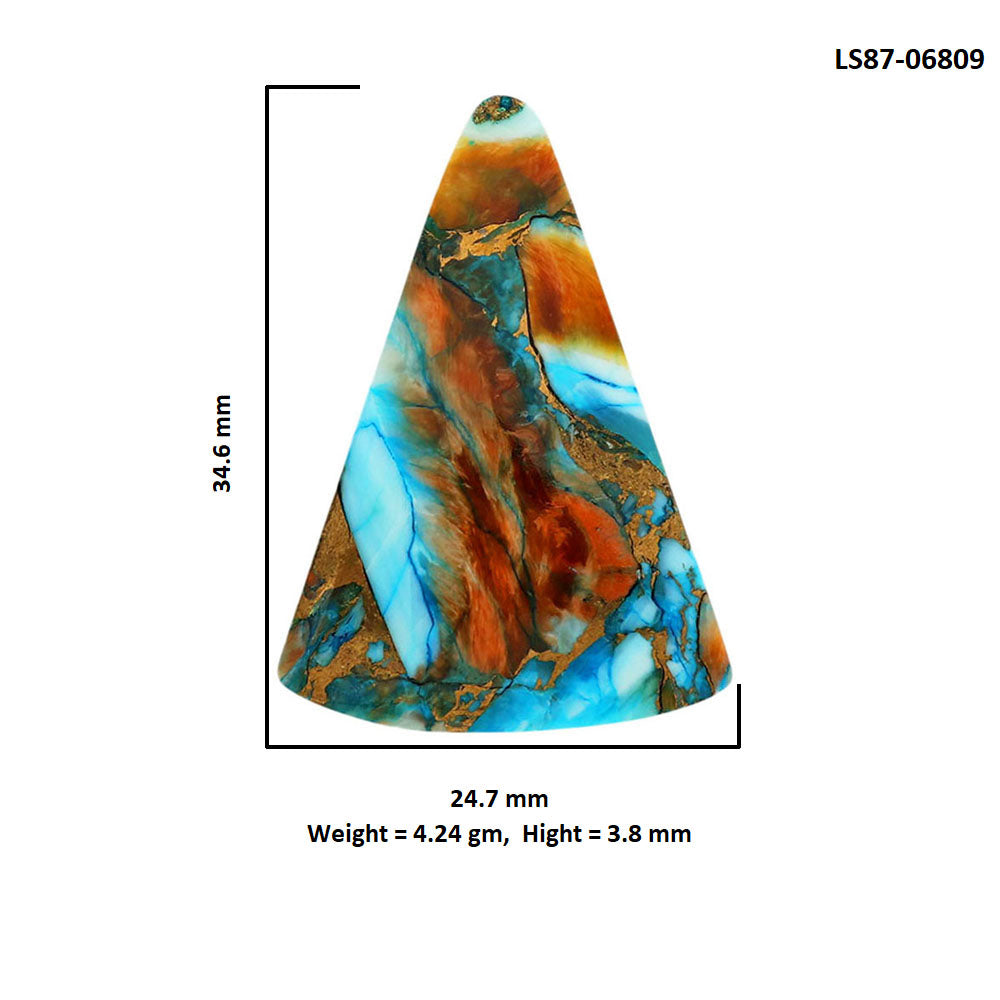 Spiny Oyster Turquoise 24.7x34.6x3.8 mm Fancy Shape Polished Gemstone LS87-06809