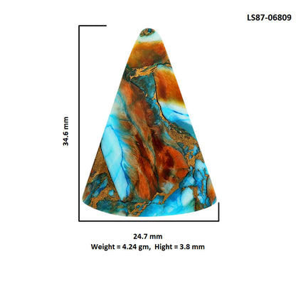 Spiny Oyster Turquoise 24.7x34.6x3.8 mm Fancy Shape Polished Gemstone LS87-06809