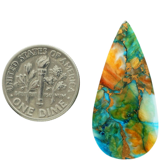 Spiny Oyster Turquoise 15.5x32x4.8 mm Pear Shape Polished Gemstone LS87-06812