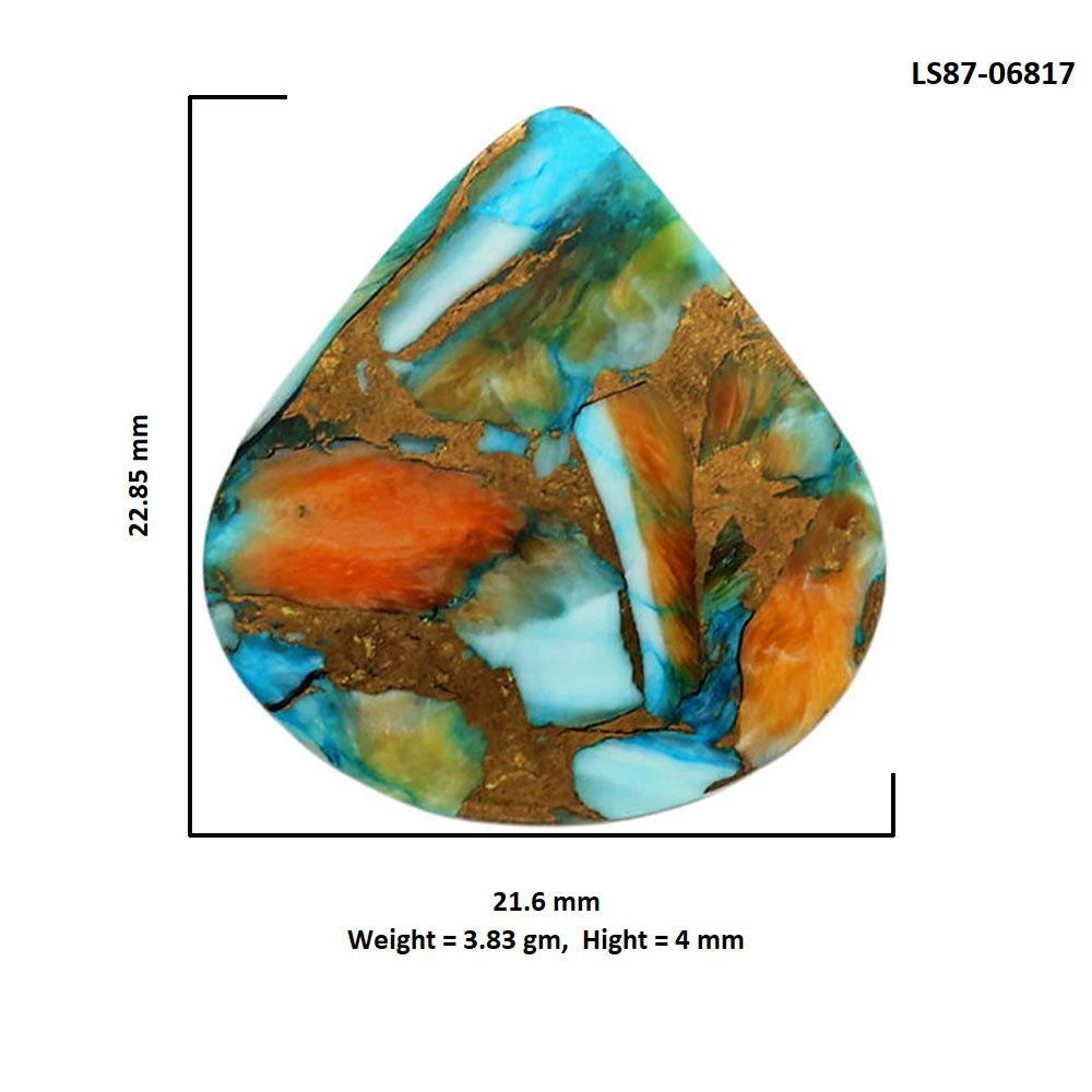 Spiny Oyster Turquoise 21.6x22.85x4 mm Heart Shape Polished Gemstone LS87-06817