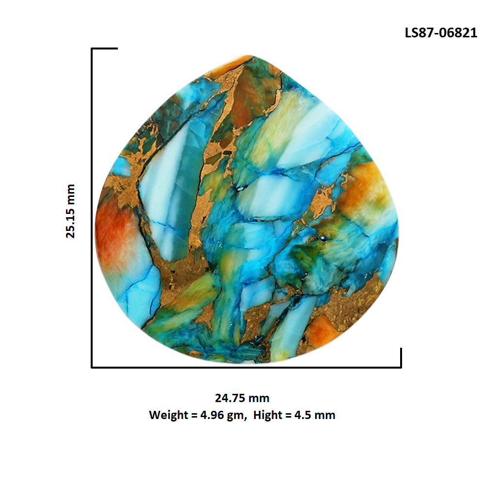 Spiny Oyster Turquoise 24.75x25.15x4.5 mm Heart Shape Polished Gemstone LS87-06821