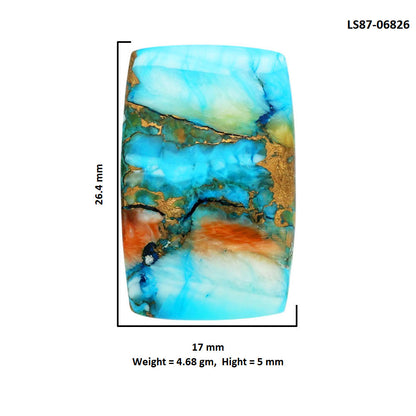 Spiny Oyster Turquoise 17x26.4x5 mm Cushion Shape Polished Gemstone LS87-06826