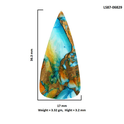 Spiny Oyster Turquoise 17x36.3x3.2 mm Pear Shape Polished Gemstone LS87-06829