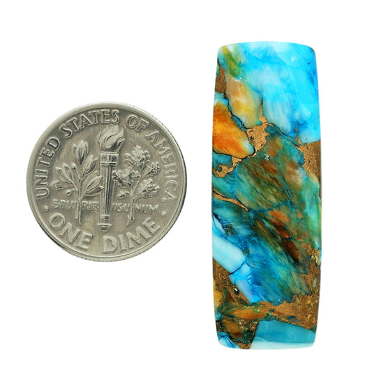 Spiny Oyster Turquoise 12.4x34.3x4 mm Baguette Shape Polished Gemstone LS87-06830