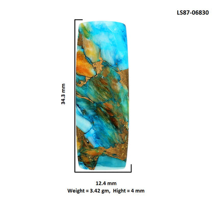 Spiny Oyster Turquoise 12.4x34.3x4 mm Baguette Shape Polished Gemstone LS87-06830