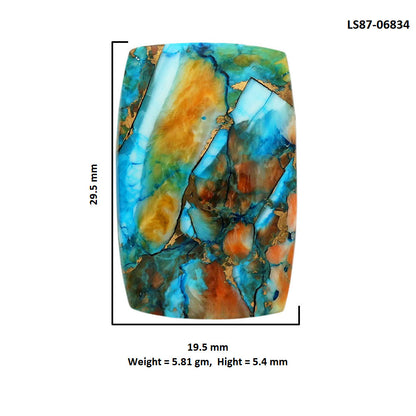 Spiny Oyster Turquoise 19.5x29.5x5.4 mm Baguette Shape Polished Gemstone LS87-06834