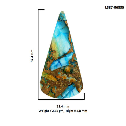 Spiny Oyster Turquoise 18.4x37.4x2.8 mm Pear Shape Polished Gemstone LS87-06835