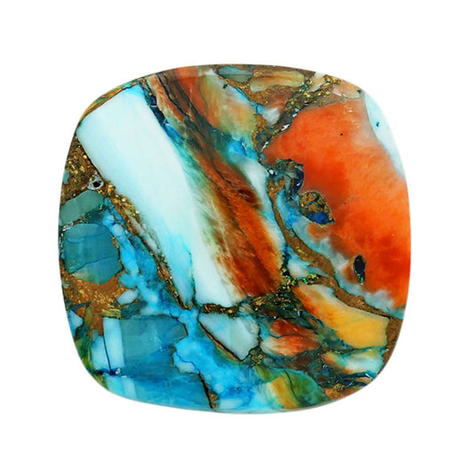 Spiny Oyster Turquoise 23.5x23.8x4.4 mm Cushion Shape Polished Gemstone LS87-06840