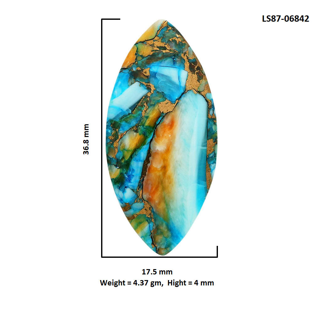 Spiny Oyster Turquoise 17.5x36.8x4 mm Marquise Shape Polished Gemstone LS87-06842