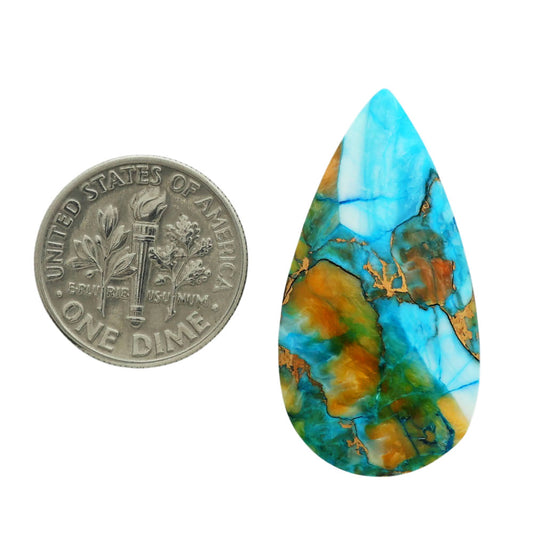 Spiny Oyster Turquoise 17x32.5x3 mm Pear Shape Polished Gemstone LS87-06843