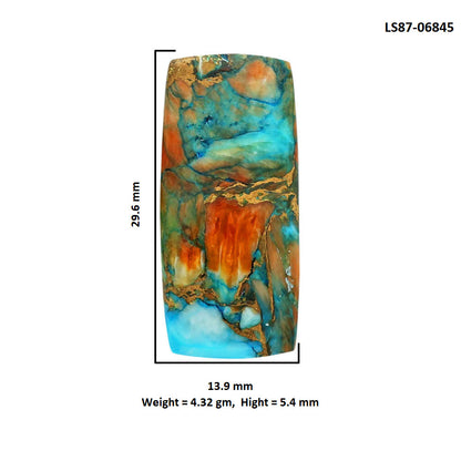 Spiny Oyster Turquoise 13.9x29.6x5.4 mm Baguette Shape Polished Gemstone LS87-06845