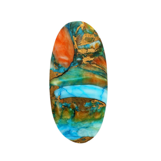 Spiny Oyster Turquoise 15.5x31.65x5.5 mm Oval Shape Polished Gemstone LS87-06846