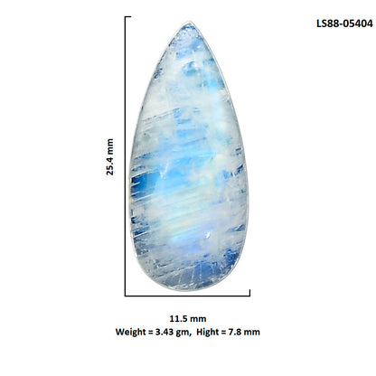 Rainbow Moonstone 11.5x25.4x7.8 mm Pear Shape Polished Gemstone LS88-05404