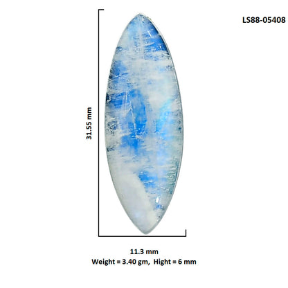 Rainbow Moonstone 11.3x31.55x6 mm Marquise Shape Polished Gemstone LS88-05408