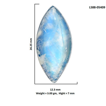Rainbow Moonstone 12.3x26.25x7 mm Marquise Shape Polished Gemstone LS88-05409
