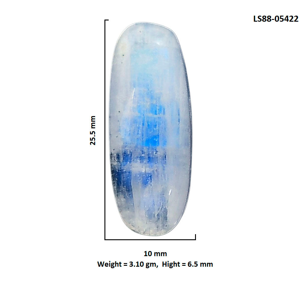 Rainbow Moonstone 10x25.5x6.5 mm Oval Shape Polished Gemstone LS88-05422