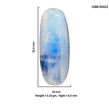 Rainbow Moonstone 10x25.5x6.5 mm Oval Shape Polished Gemstone LS88-05422