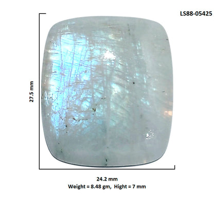 Rainbow Moonstone 24.2x27.5x7 mm Baguette Shape Polished Gemstone LS88-05425