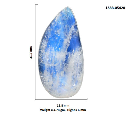 Rainbow Moonstone 15.8x31.6x6 mm Pear Shape Polished Gemstone LS88-05428