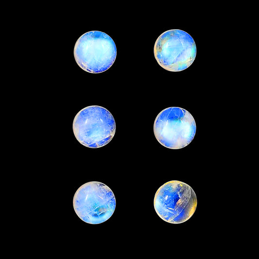 Rainbow Moonstone 6 Piece 7x7x4 mm Round Shape Polished Gemstone LS88-06593