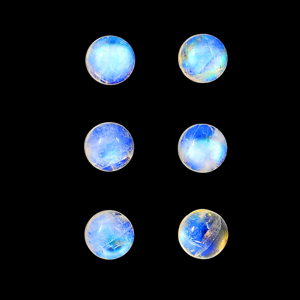 Rainbow Moonstone 6 Piece 7x7x4 mm Round Shape Polished Gemstone LS88-06595