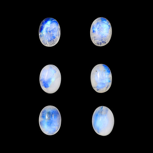 Rainbow Moonstone 6 Piece 6x8x4 mm Oval Shape Polished Gemstone LS88-06610