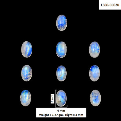 Rainbow Moonstone 10 Piece 4x6x3 mm Oval Shape Polished Gemstone LS88-06620