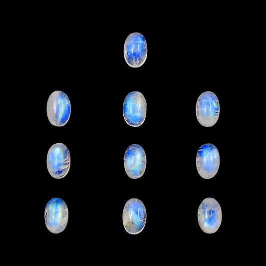 Rainbow Moonstone 10 Piece 4x6x3 mm Oval Shape Polished Gemstone LS88-06621