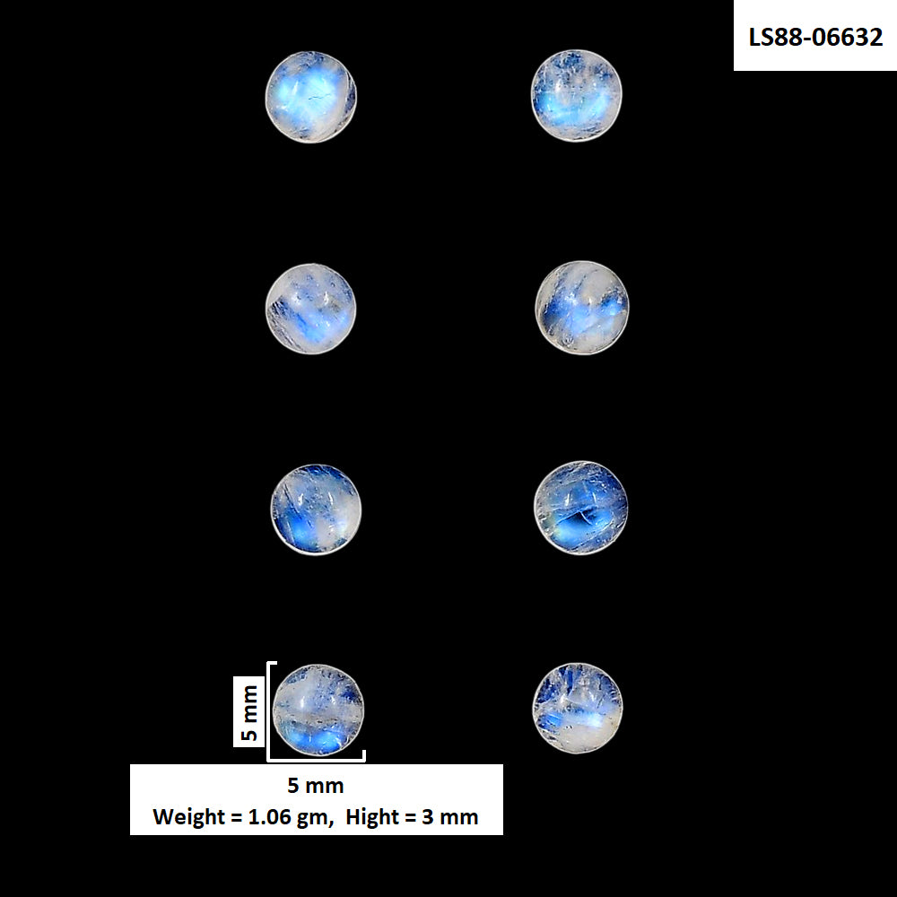 Rainbow Moonstone 10 Piece 5x5x3 mm Round Shape Polished Gemstone LS88-06632