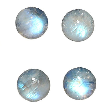 Natural Rainbow Moonstone 6x6x3.5 mm Round Shape Polished Gemstone Set of 4 LS88-09366