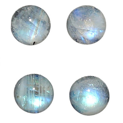 Natural Rainbow Moonstone 6x6x3.5 mm Round Shape Polished Gemstone Set of 4 LS88-09368