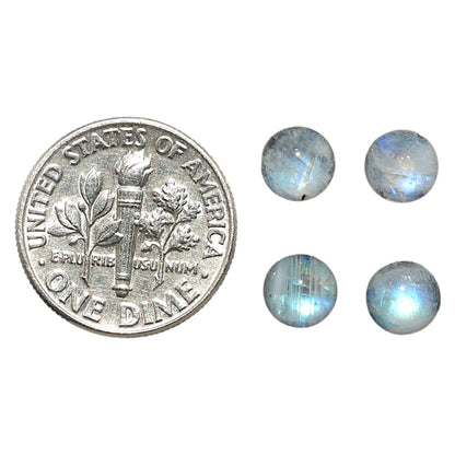 Natural Rainbow Moonstone 6x6x3.5 mm Round Shape Polished Gemstone Set of 4 LS88-09368