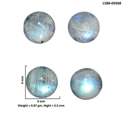 Natural Rainbow Moonstone 6x6x3.5 mm Round Shape Polished Gemstone Set of 4 LS88-09368