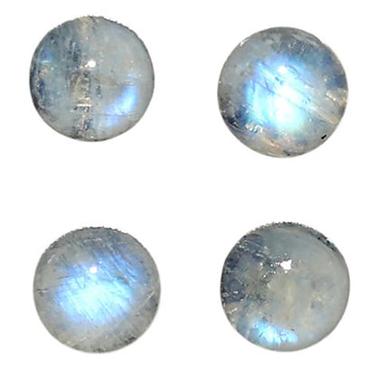 Natural Rainbow Moonstone 6x6x3.5 mm Round Shape Polished Gemstone Set of 4 LS88-09370
