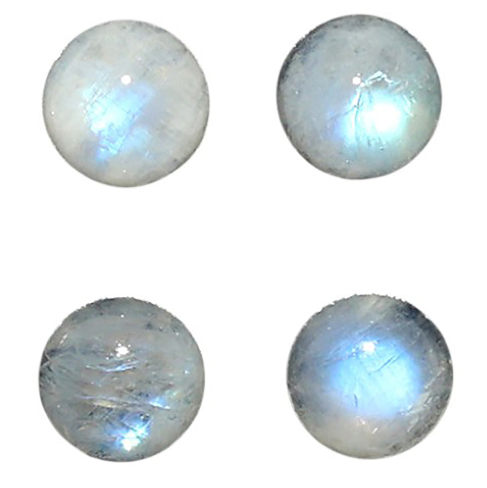 Natural Rainbow Moonstone 6x6x3.5 mm Round Shape Polished Gemstone Set of 4 LS88-09372