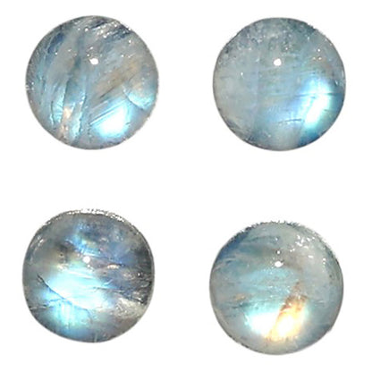 Natural Rainbow Moonstone 6x6x3.5 mm Round Shape Polished Gemstone Set of 4 LS88-09373