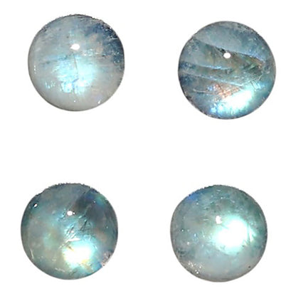 Natural Rainbow Moonstone 6x6x3.5 mm Round Shape Polished Gemstone Set of 4 LS88-09374