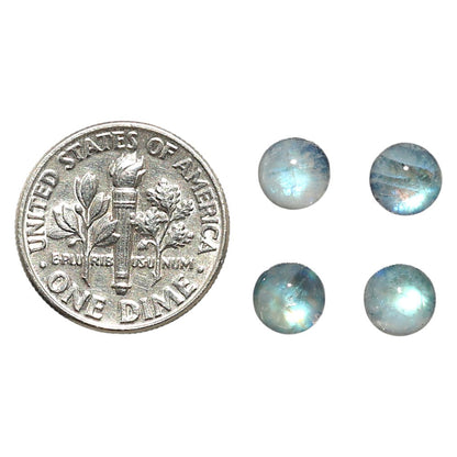Natural Rainbow Moonstone 6x6x3.5 mm Round Shape Polished Gemstone Set of 4 LS88-09374