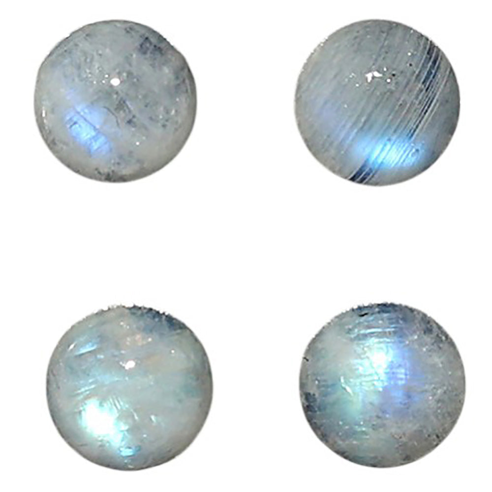 Natural Rainbow Moonstone 6x6x3.5 mm Round Shape Polished Gemstone Set of 4 LS88-09375