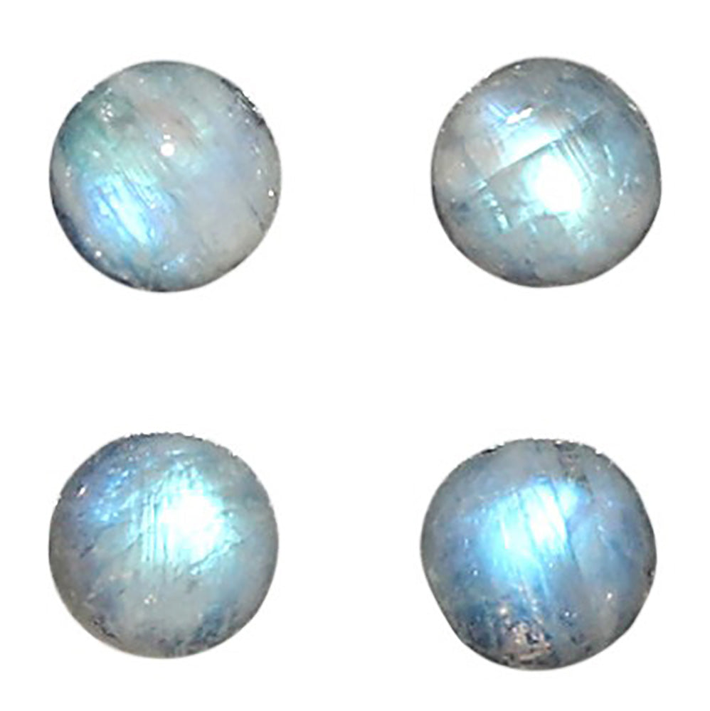 Natural Rainbow Moonstone 5x5x3.3 mm Round Shape Polished Gemstone Set of 4 LS88-09376