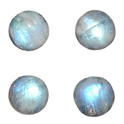 Natural Rainbow Moonstone 5x5x3.3 mm Round Shape Polished Gemstone Set of 4 LS88-09376