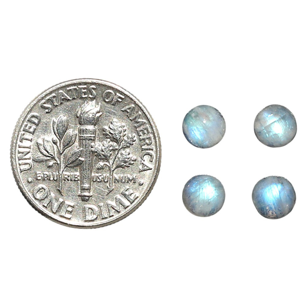 Natural Rainbow Moonstone 5x5x3.3 mm Round Shape Polished Gemstone Set of 4 LS88-09376