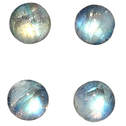 Natural Rainbow Moonstone 5x5x3.3 mm Round Shape Polished Gemstone Set of 4 LS88-09377