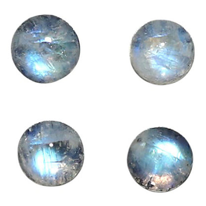 Natural Rainbow Moonstone 5x5x3.3 mm Round Shape Polished Gemstone Set of 4 LS88-09378