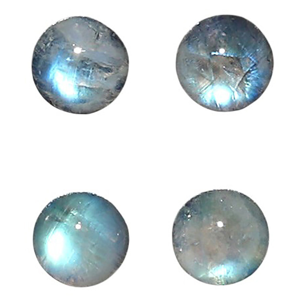 Natural Rainbow Moonstone 5x5x3.3 mm Round Shape Polished Gemstone Set of 4 LS88-09379