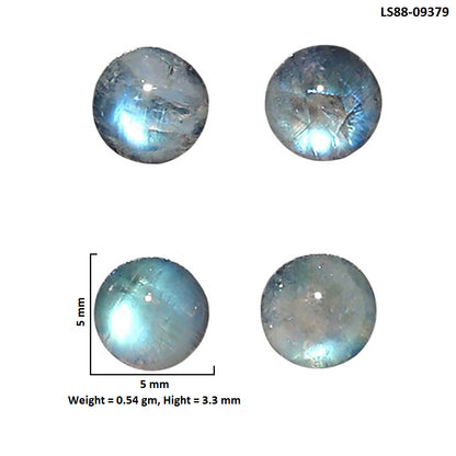Natural Rainbow Moonstone 5x5x3.3 mm Round Shape Polished Gemstone Set of 4 LS88-09379