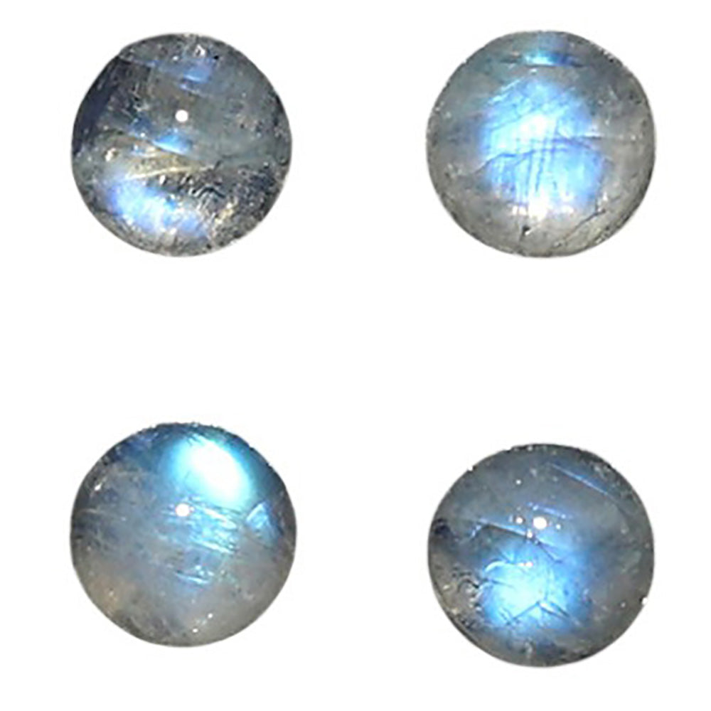 Natural Rainbow Moonstone 5x5x3.3 mm Round Shape Polished Gemstone Set of 4 LS88-09380