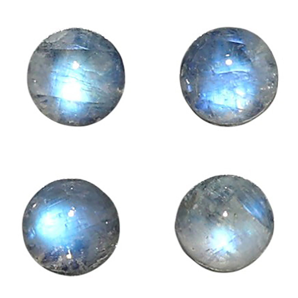 Natural Rainbow Moonstone 5x5x3.3 mm Round Shape Polished Gemstone Set of 4 LS88-09381