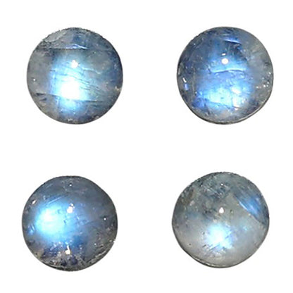 Natural Rainbow Moonstone 5x5x3.3 mm Round Shape Polished Gemstone Set of 4 LS88-09381